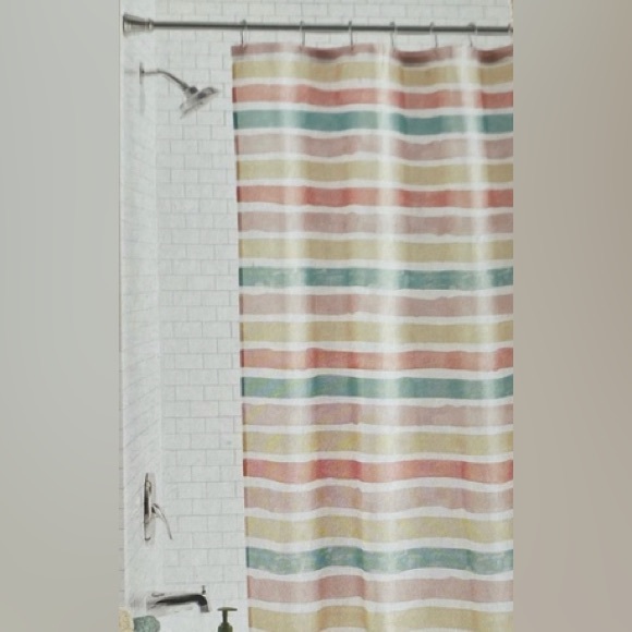 Fabric shower curtain with design💦NWT💦striped pattern💦bright colored design - Picture 3 of 14